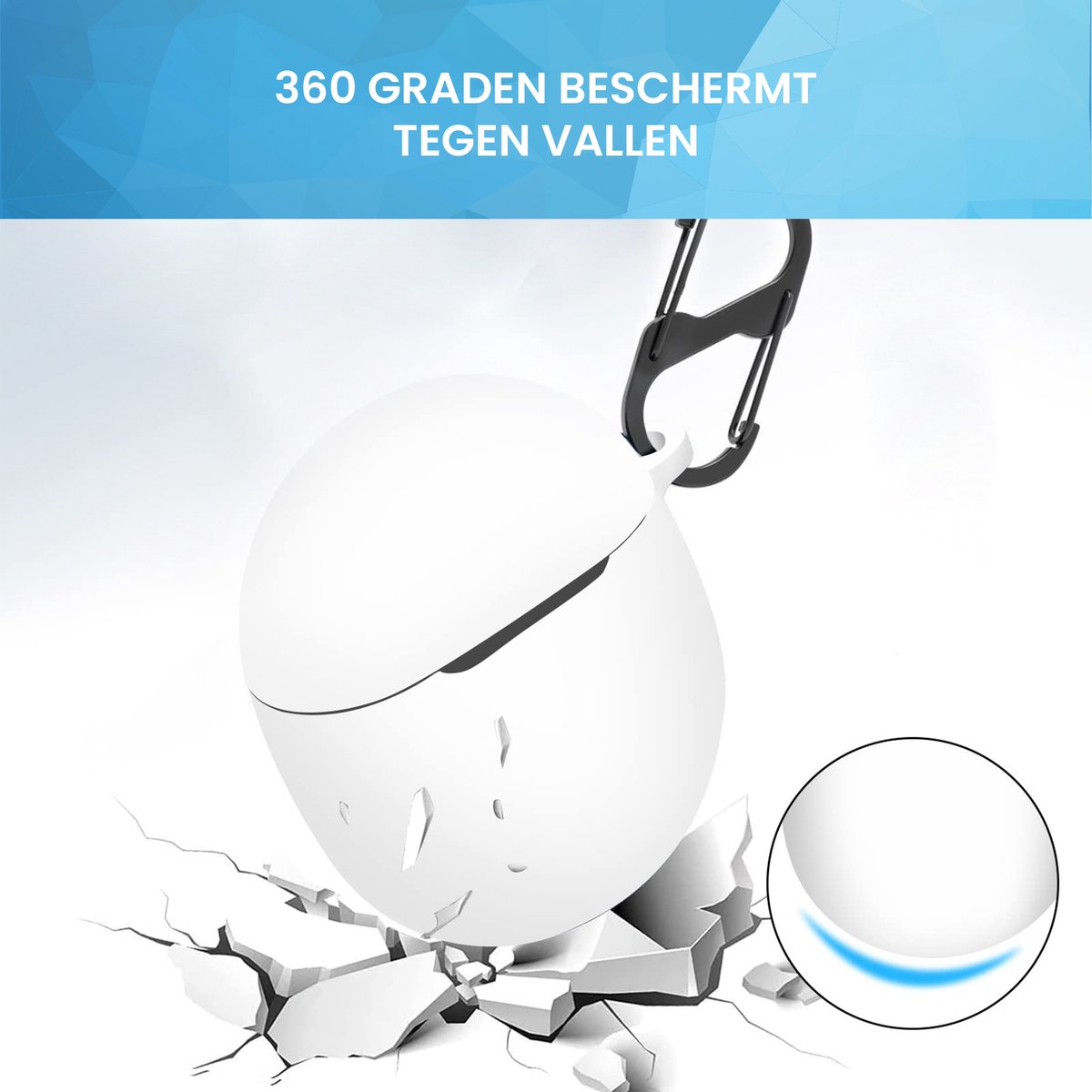 YONO Hoesje geschikt voor Google Pixel Buds Pro (2022) - Siliconen Draadloze Oordopjes Case met Clip – Wit