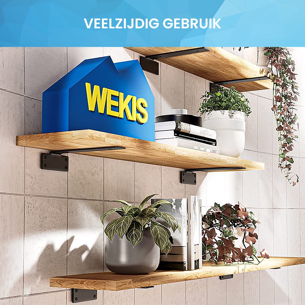 YONO Plankdragers Metaal - Zwevende Plankhouder Wandsteun - 20cm - Zwart - 2 Stuks