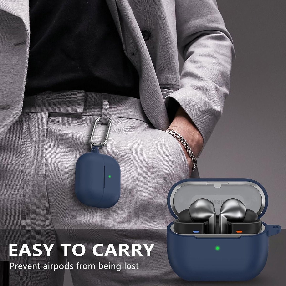 YONO Soft Case geschikt voor Samsung Galaxy Buds 3 / 3 Pro - Siliconen Hoesje - Donkerblauw