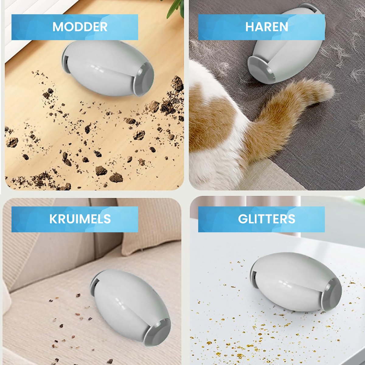 YONO Kledingroller Kleefroller - Kledingborstel Afwasbaar - Plakroller - Huisdierhaar en Kattenhaar Verwijderaar - Pluizenverwijderaar - Wit