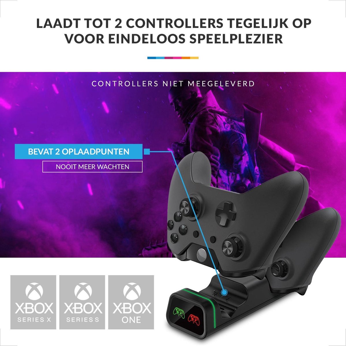 YONO Oplaadstation geschikt voor Xbox Series X / S Controller – Oplader met 2 Oplaadbare Accu / Batterij – Play and Charge Kit