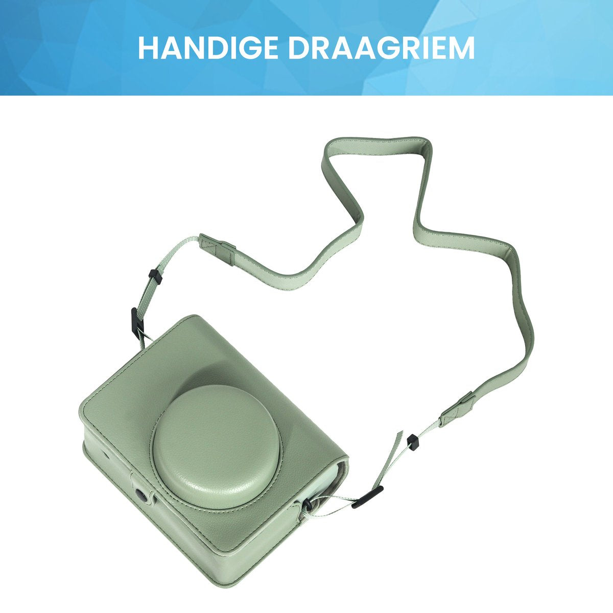 YONO Case geschikt voor Fujifilm Instax Wide 400 - Bescherm Hoes met Draagriem - Salie Groen