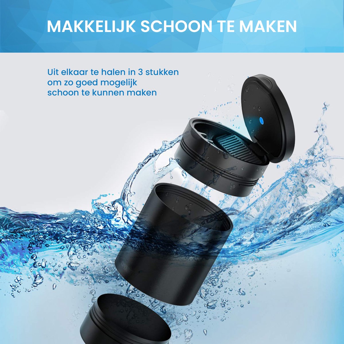 YONO Auto Asbak met LED Verlichting - Asbak met Deksel geschikt voor Bekerhouder - Zwart