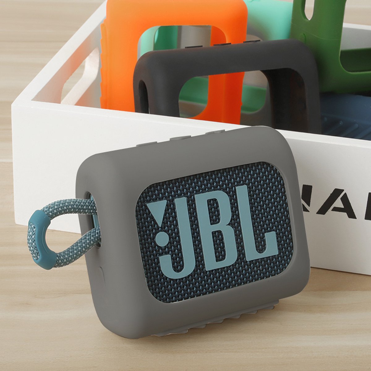 YONO Siliconen Case geschikt voor JBL Go 3 - Hoesje - Beschermhoes - Skin - Grijs