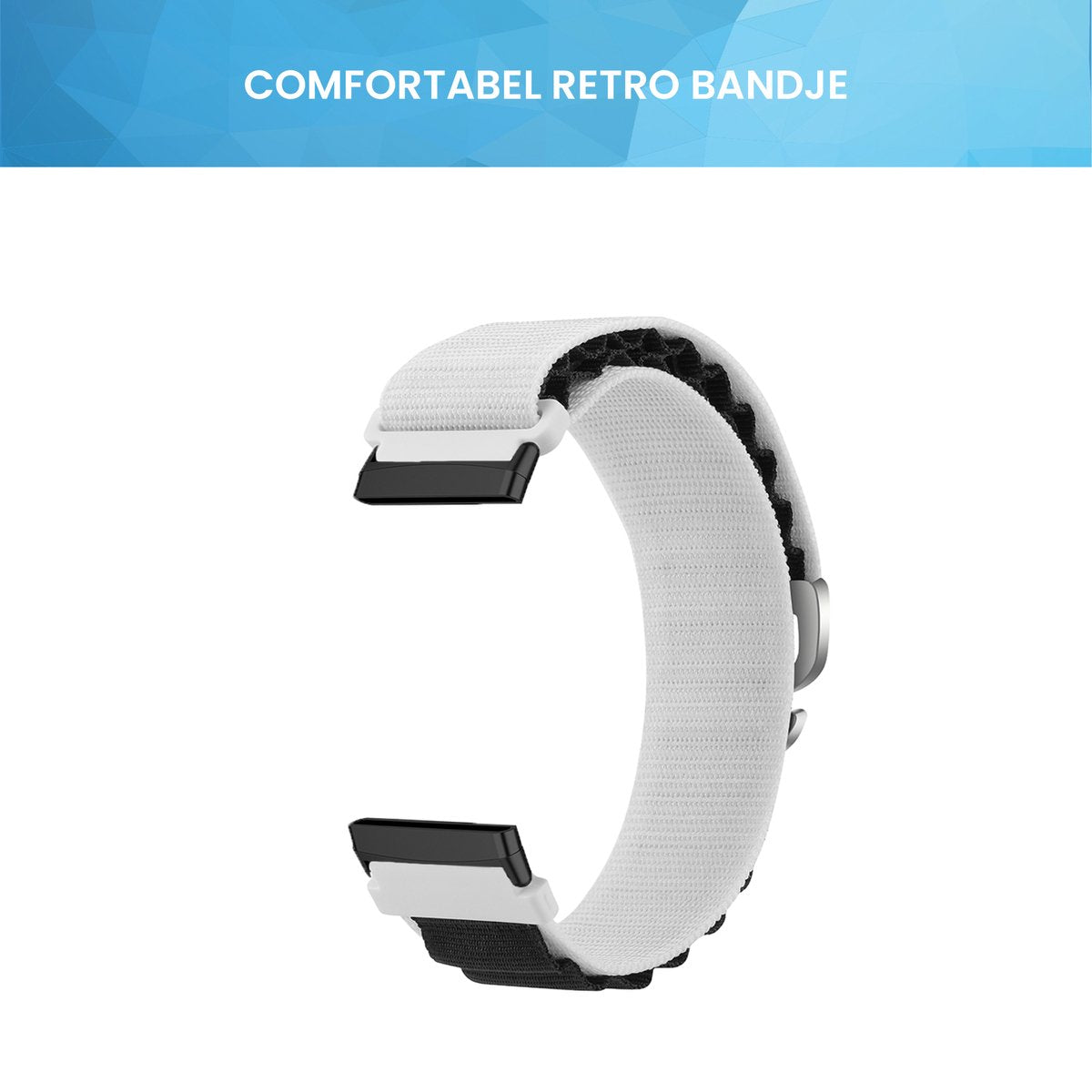 YONO Nylon Loop Bandje geschikt voor Fitbit Versa 4 / Sense 2 - Wit / Zwart