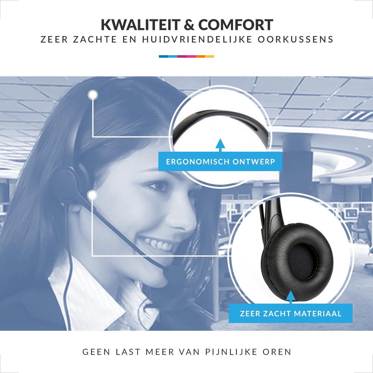 YONO Headset met Microfoon - Koptelefoon met Draad - USB Plug en Play - voor Laptop / Telefoon / PC / Kantoor - Zwart