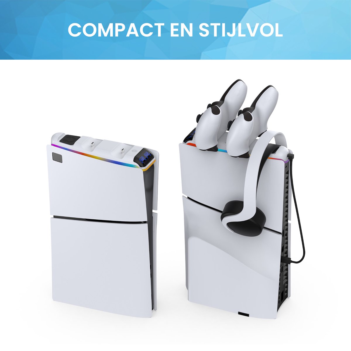 YONO Oplaadstation geschikt voor PS5 Controller DualSense - Oplader Laadstation Accessoires voor Playstation 5 SLIM - Inclusief RGB Verlichting