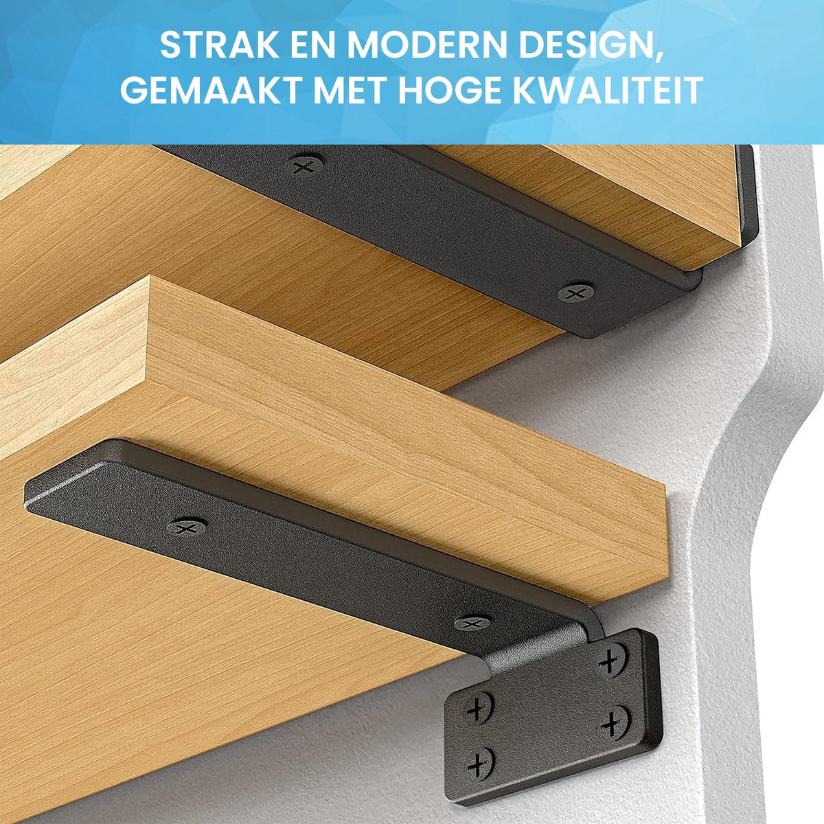 YONO Plankdragers Metaal - Zwevende Plankhouder Wandsteun - 20cm - Zwart - 2 Stuks