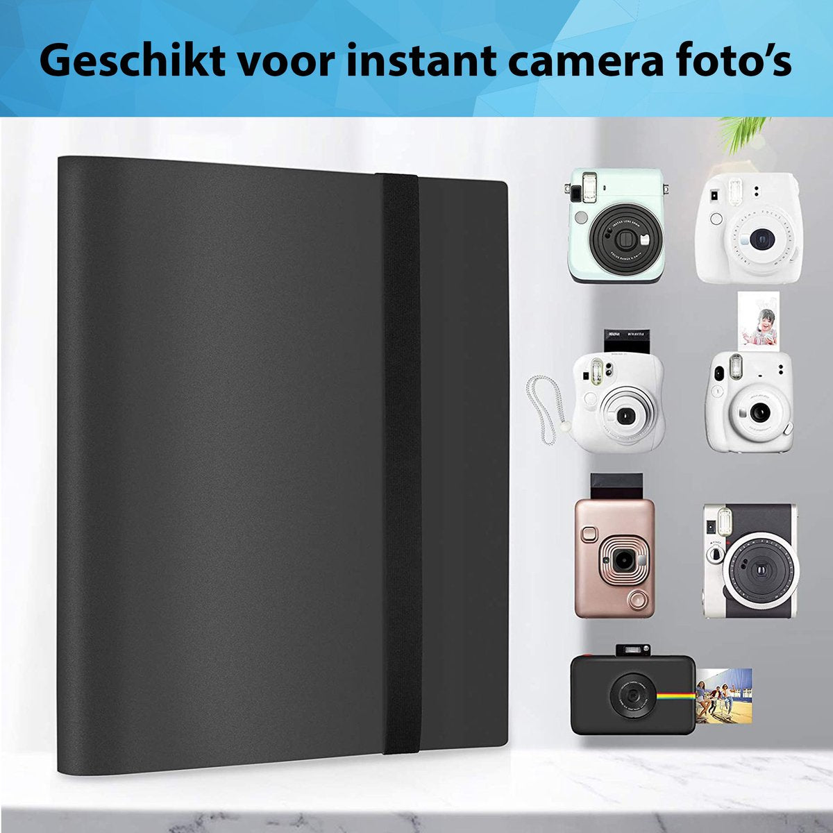 YONO Fotoalbum 360 voor Instant Camera Fotopapier - Fotoboek Geschikt voor Fujifilm Instax Mini 12 / 11 / 9 / 8 / 7s / 25 / 90 / Link / SP-2 / Liplay - Film Polaroid - Kodak - Square en Meer - Zwart