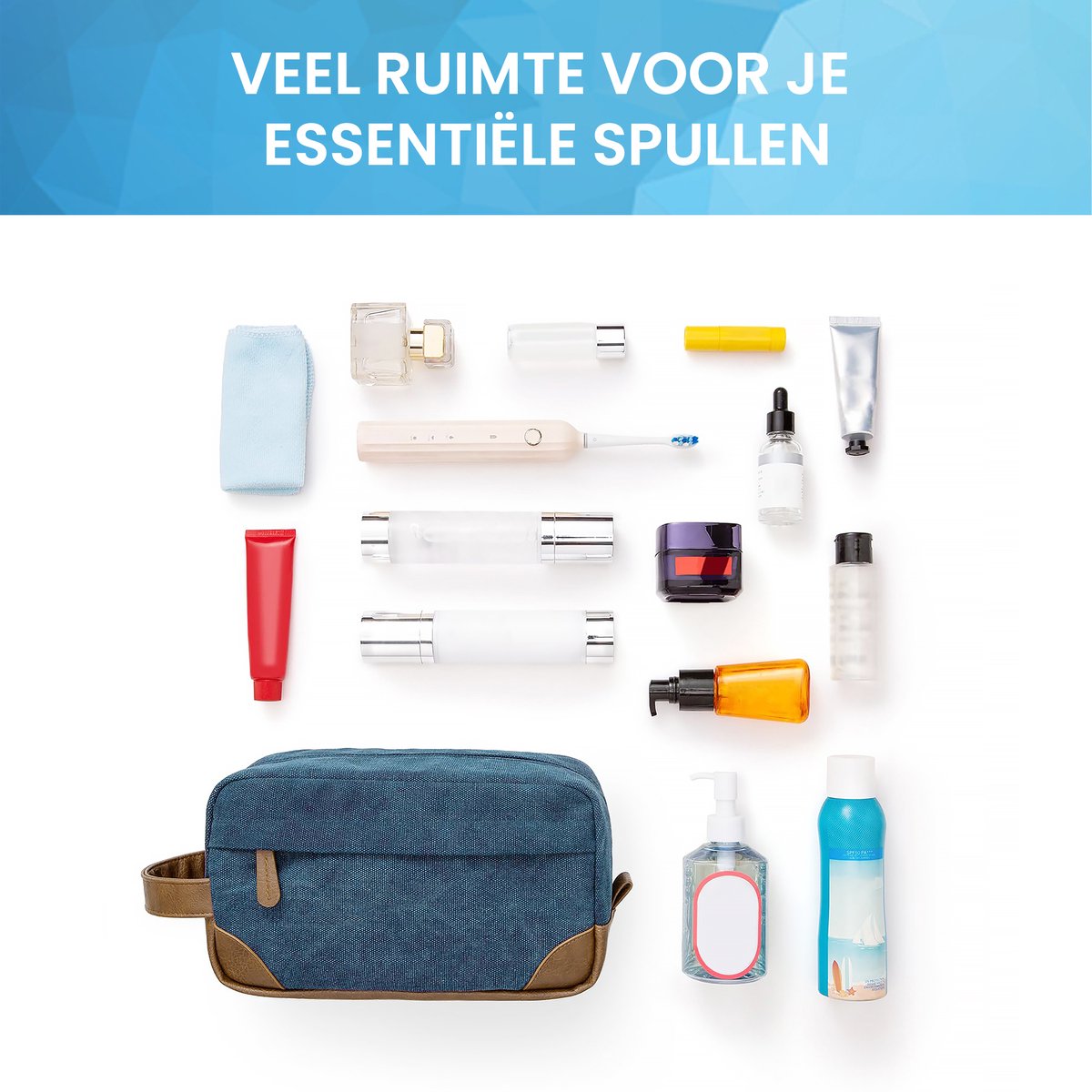 YONO Toilettas Heren - Travel Organizer Etui - Oxford Stof - Blauw