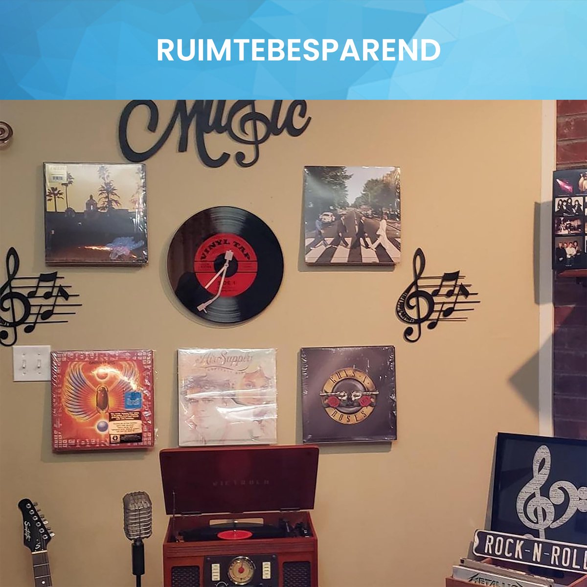 YONO LP Houder aan de Muur XL - Premium Display en Opbergsysteem - Platenhouder - Platenrek - Vinyl Houder - 6 Stuks - Zwart