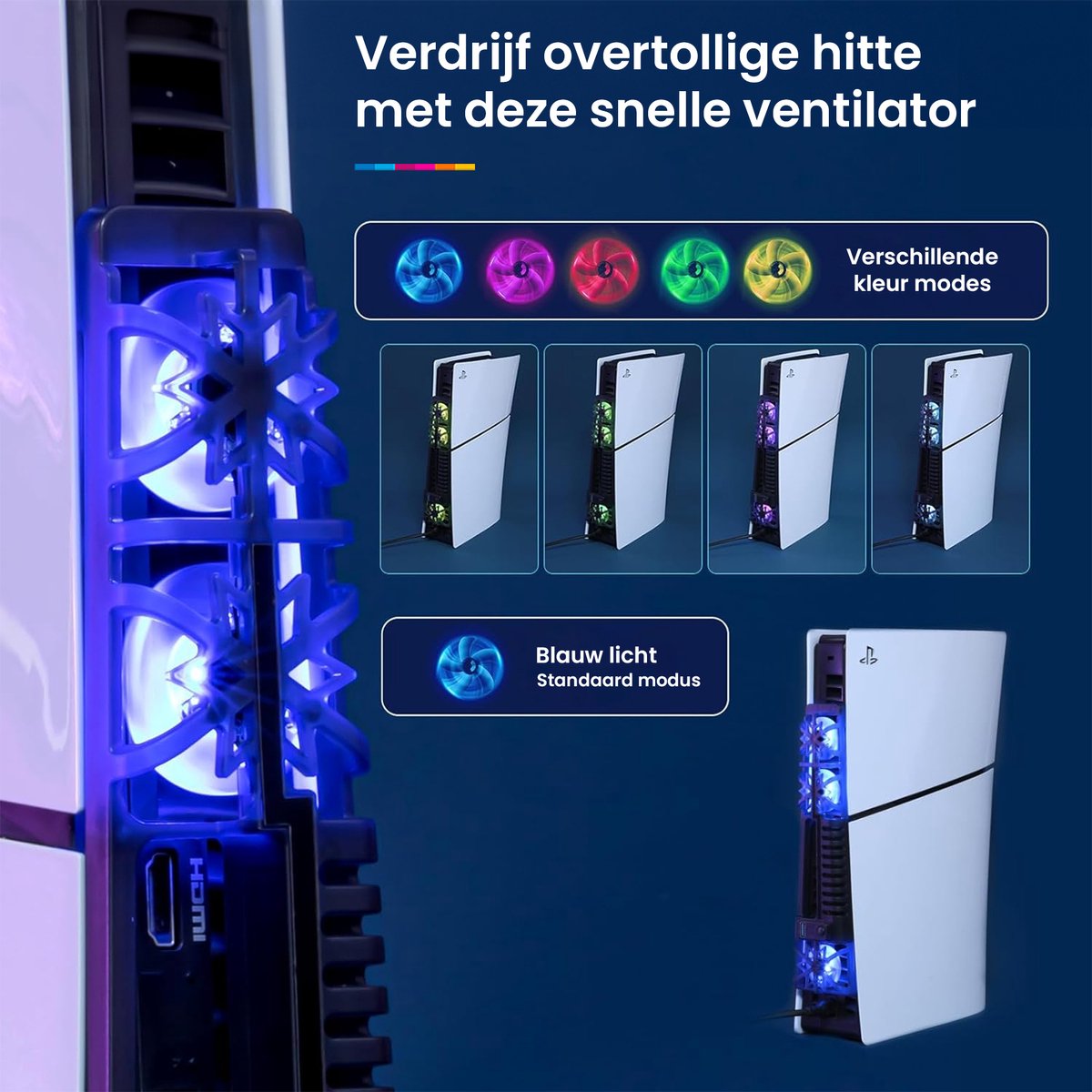 YONO Ventilator geschikt voor Playstation 5 SLIM - USB Koelventilator PS5 Slim Accessoires - Zwart