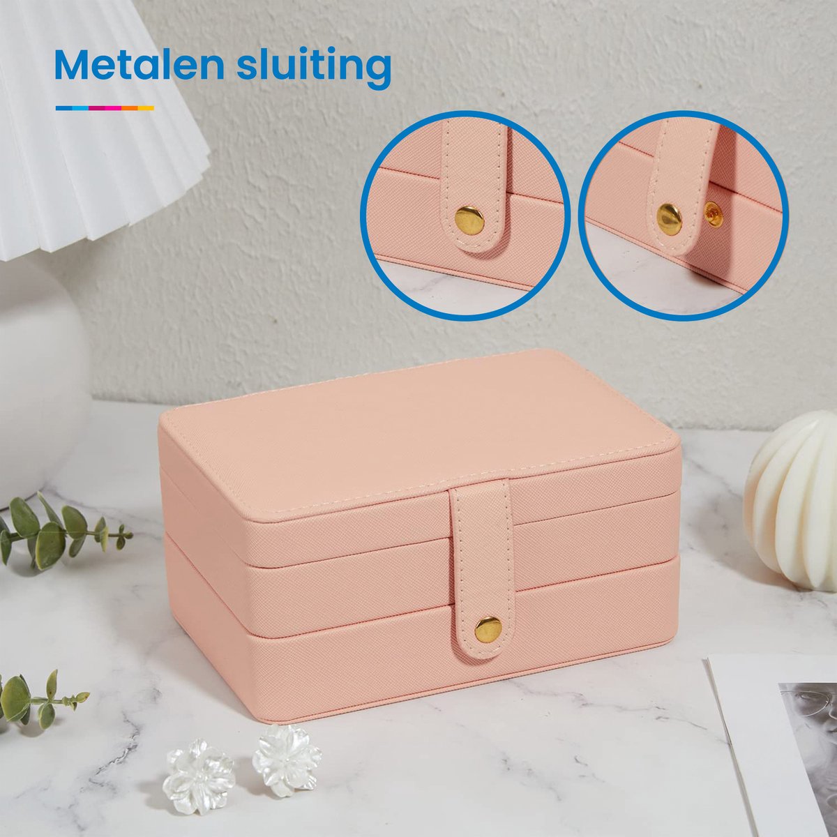 YONO Sieradendoosje - Doos voor Juwelen / Ringen / Kettingen / Oorbellen / Armbanden - Sieraden Organizer - Houder en Opberger - Opbergsysteem - Roze