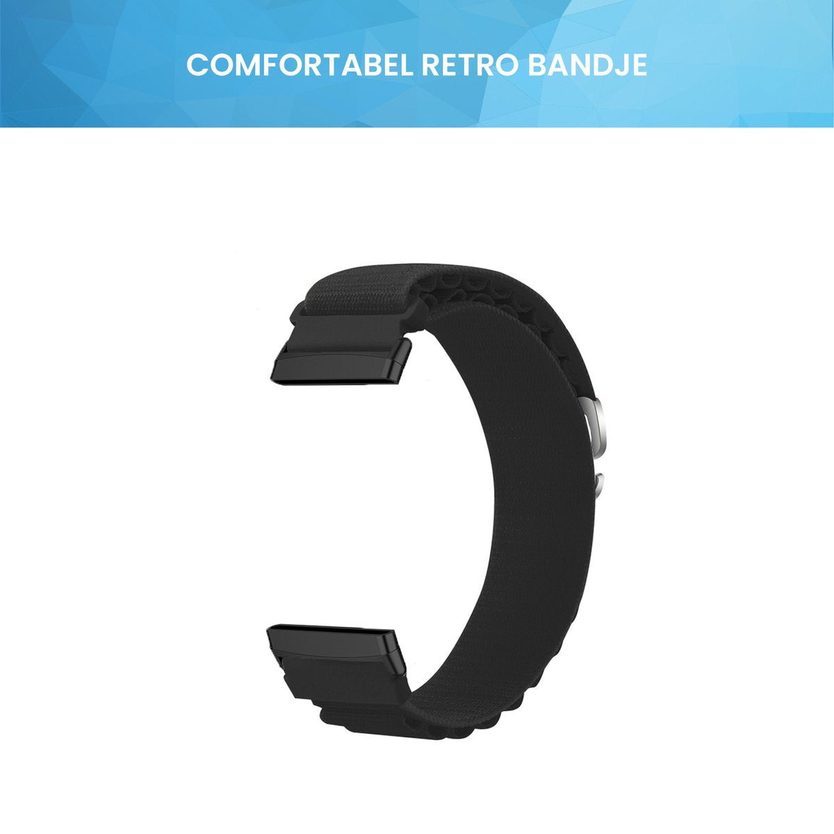 YONO Nylon Loop Bandje geschikt voor Fitbit Versa 4 / Sense 2 - Zwart