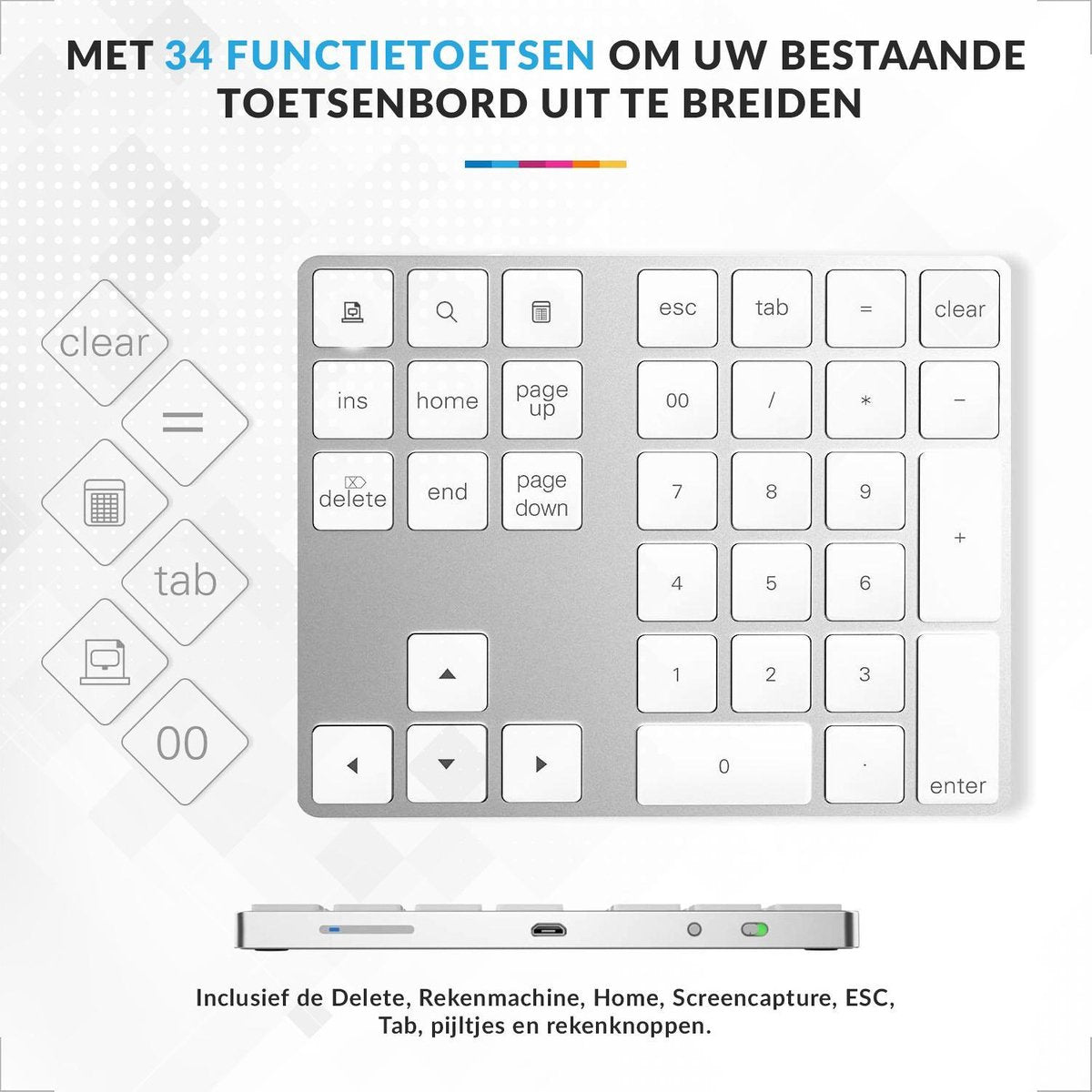 YONO Numpad Draadloos – Numeriek Toetsenbord met Bluetooth – Keypad