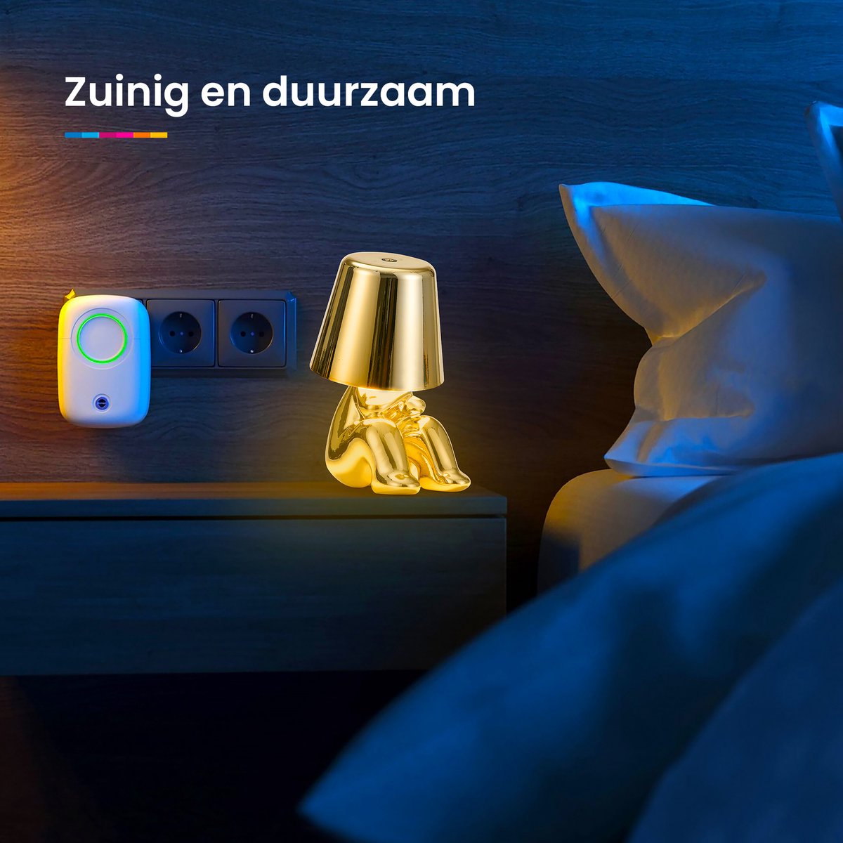 YONO Decoratieve Tafellamp Oplaadbaar - Nachtlampje Slaapkamer - Bureaulamp Woonkamer - Woondecoratie Beelden en Figuren - Waarom - Goud