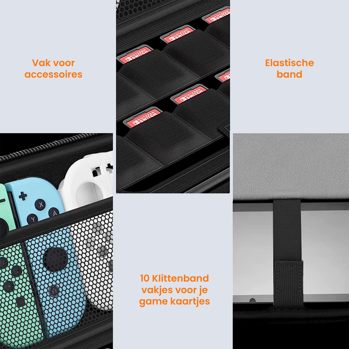 YONO Glitter Case geschikt voor Nintendo Switch / Switch OLED - Opbergtasje Hoesje - Beschermhoes - Zwart