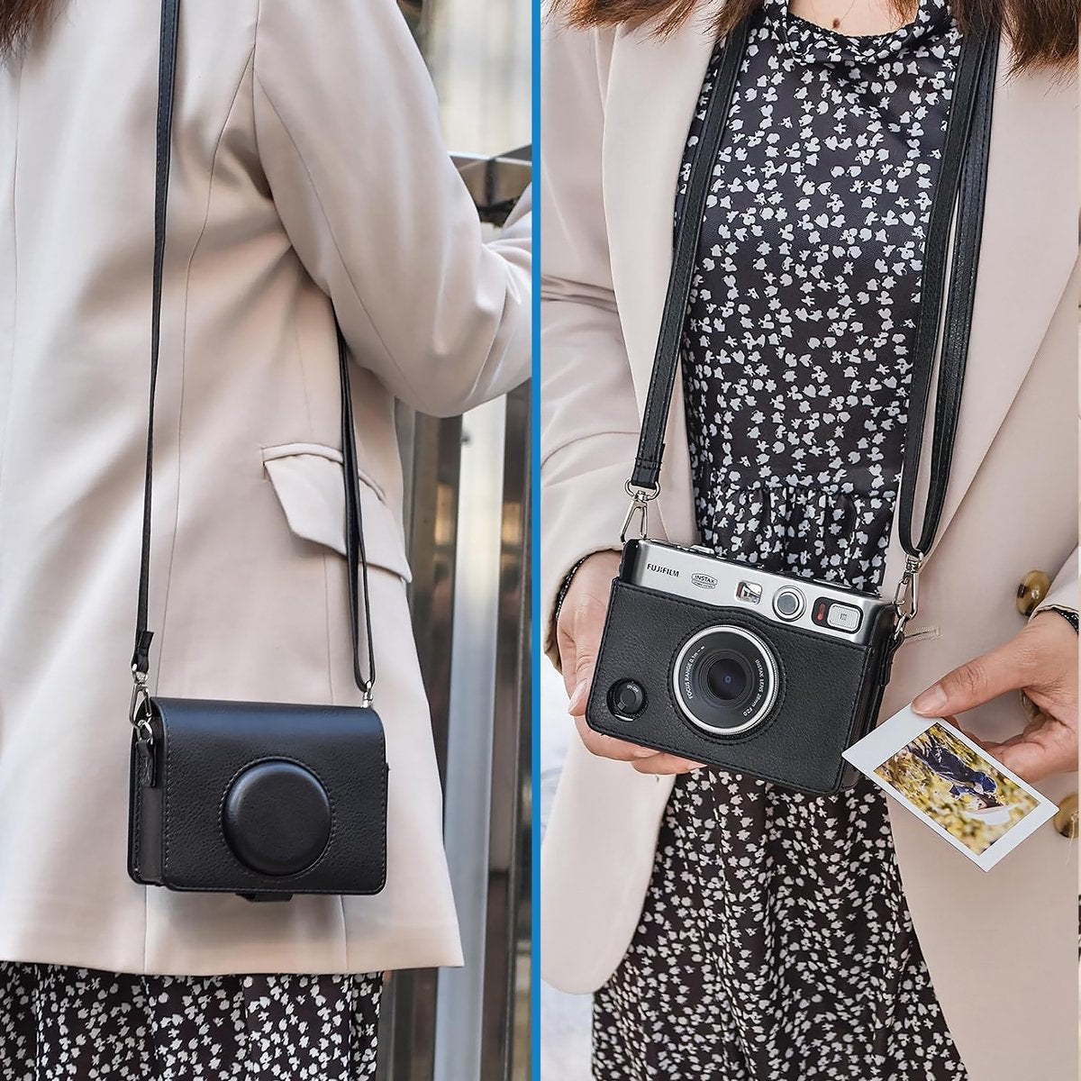 YONO Case geschikt voor Fujifilm Instax Mini EVO - PU Leer Hoesje - Zwart