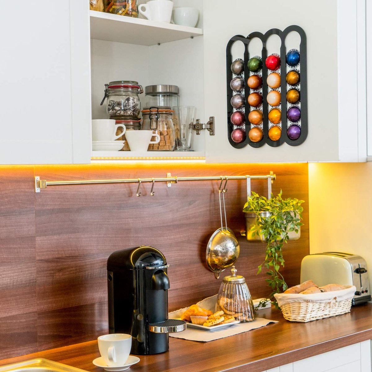 YONO Capsulehouder geschikt voor Nespresso Vertuo Capsules - Zelfklevende Wandhouder Cups - Cuphouder - 20 stuks - Zwart