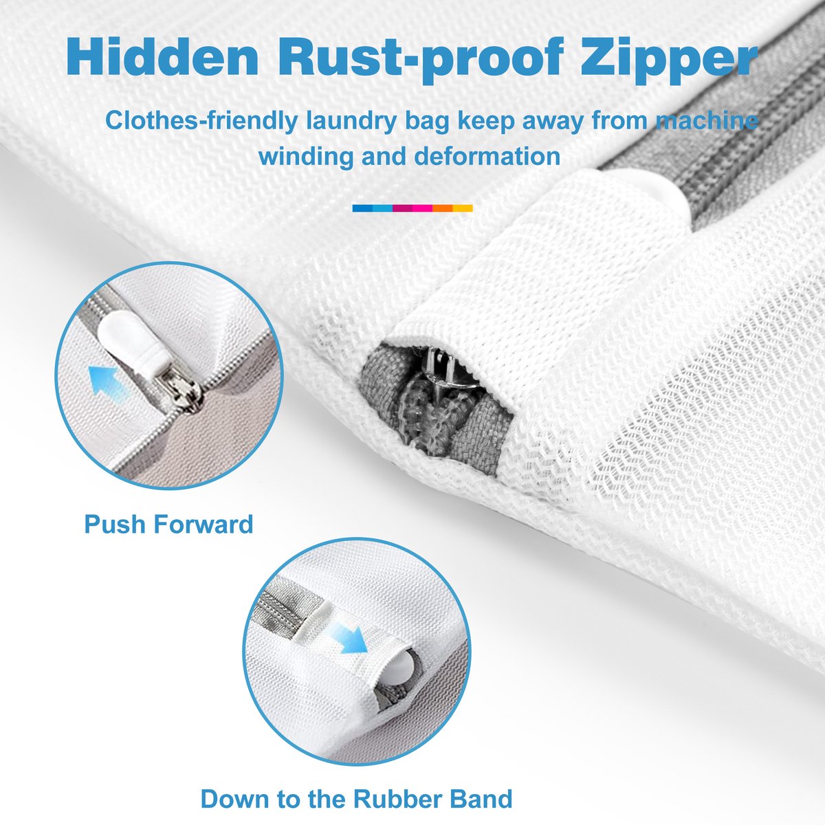 YONO Waszakken Set XL - 7 Stuks - Wasnetten met Rits voor Wasgoed - Waszak Wasmachine - Groot - Wit