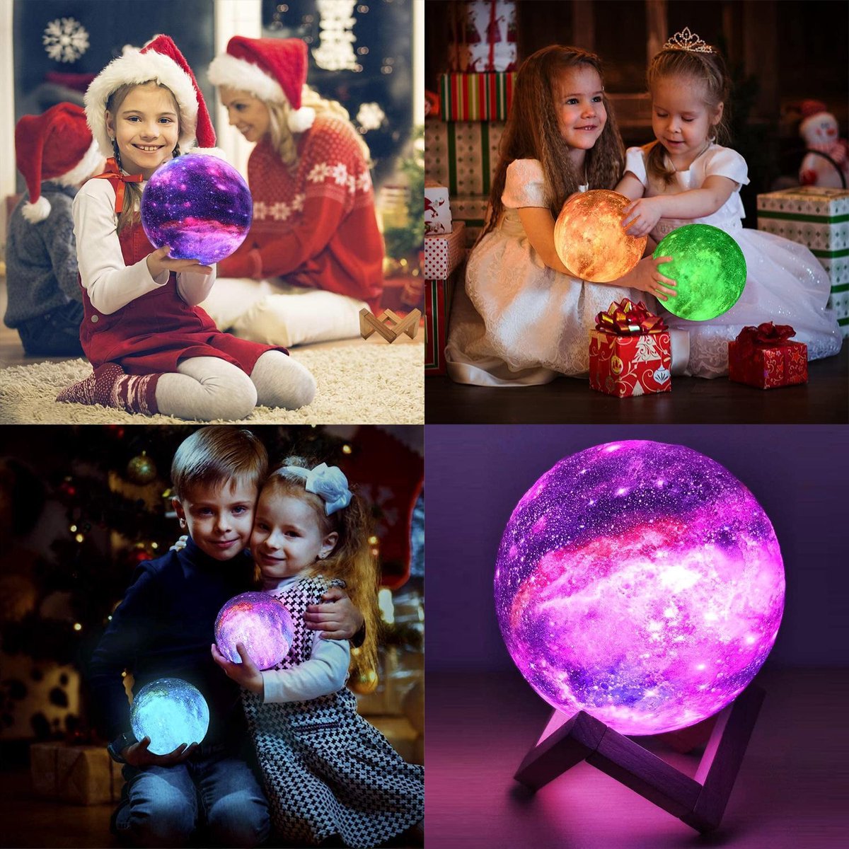 YONO Galaxy Maanlamp Draadloos - Tafellamp met LED Verlichting - Moon Planeet Lamp - Kinderkamer - Slaapkamer - 18cm