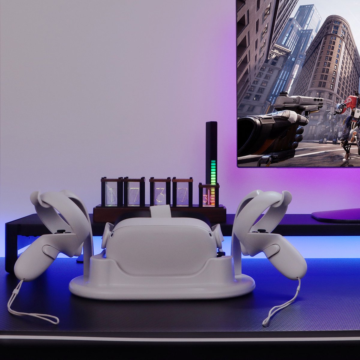 YONO Oplaadstation geschikt voor Oculus Quest 2 VR Bril - Charging Dock Oplader Meta Quest 2 - Controller Standaard - Accessoires - Wit