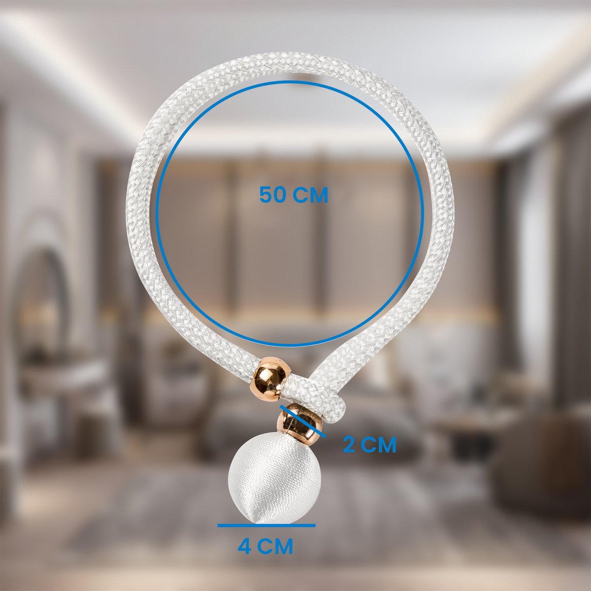 YONO Luxe Gordijn Houder - Gordijn Embrasse Modern - Gordijnbinder Touw - 2 Stuks - Wit