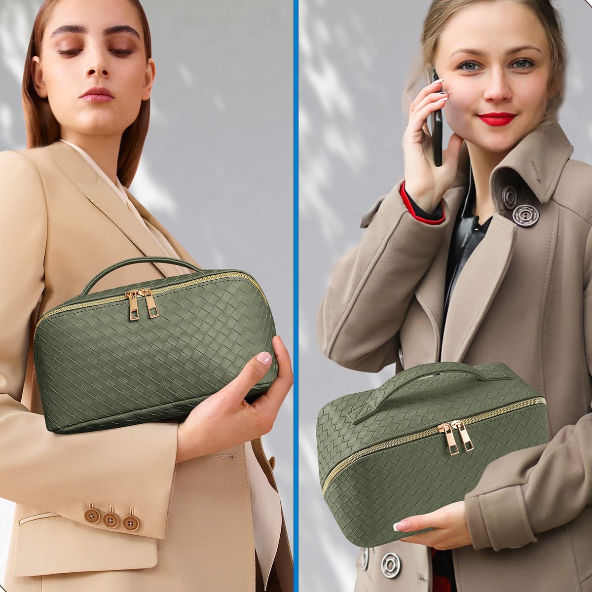 YONO Reis Make Up Tas - Toilettas Etui - Cosmetica Tas - Beauty Case Organizer - Large - Donkergroen