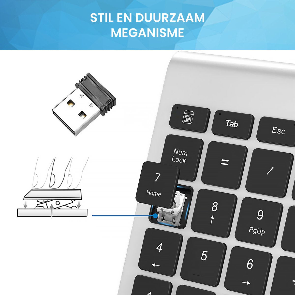 YONO Numpad Draadloos - Numeriek Toetsenbord - Keypad 2.4 ghz - Zilver