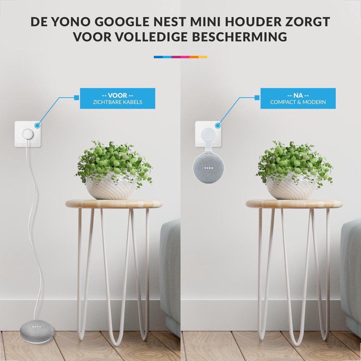 YONO Houder geschikt voor Google Nest Mini – Wall Mount – Wit