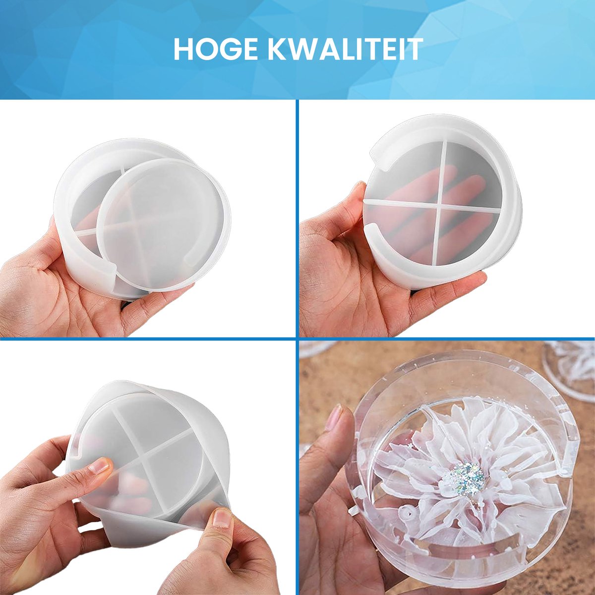 YONO Epoxy Mallen Onderzetters met Houder - Siliconen Mal - Set