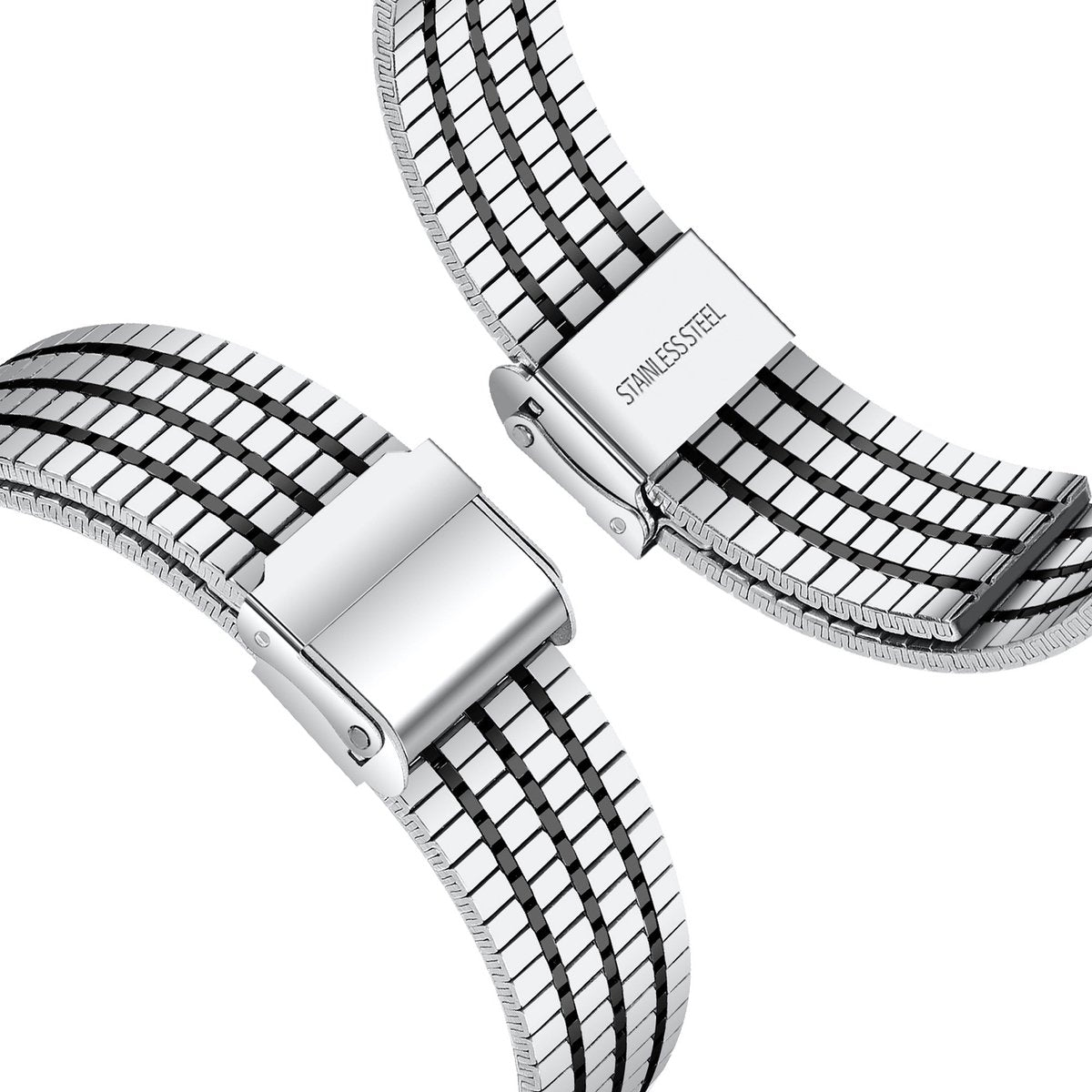 YONO Miami Schakel Bandje 22mm - Horlogebandje geschikt voor Samsung Galaxy Watch 46mm / 3 (45mm) / Gear s3 - Polar Vantage M2 / Grit X - Huawei Watch GT 3 (pro) / 2 - Amazfit GTR - Zilver / Zwart