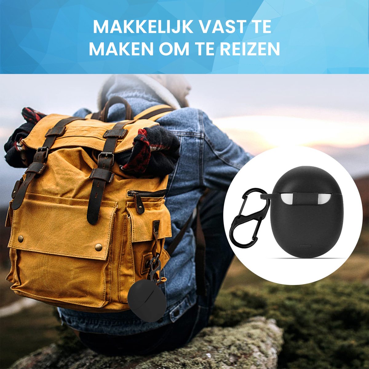 YONO Hoesje geschikt voor Google Pixel Buds Pro (2022) - Siliconen Draadloze Oordopjes Case met Clip – Zwart