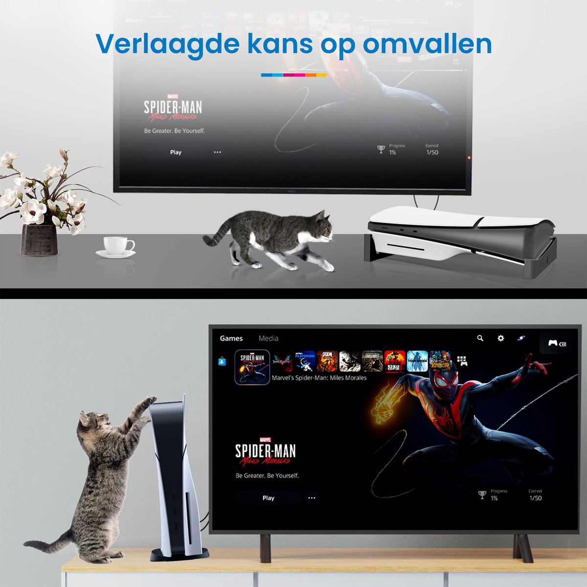 YONO Horizontale Standaard geschikt voor Playstation 5 SLIM - PS5 Stand Liggend - Houder - Zwart