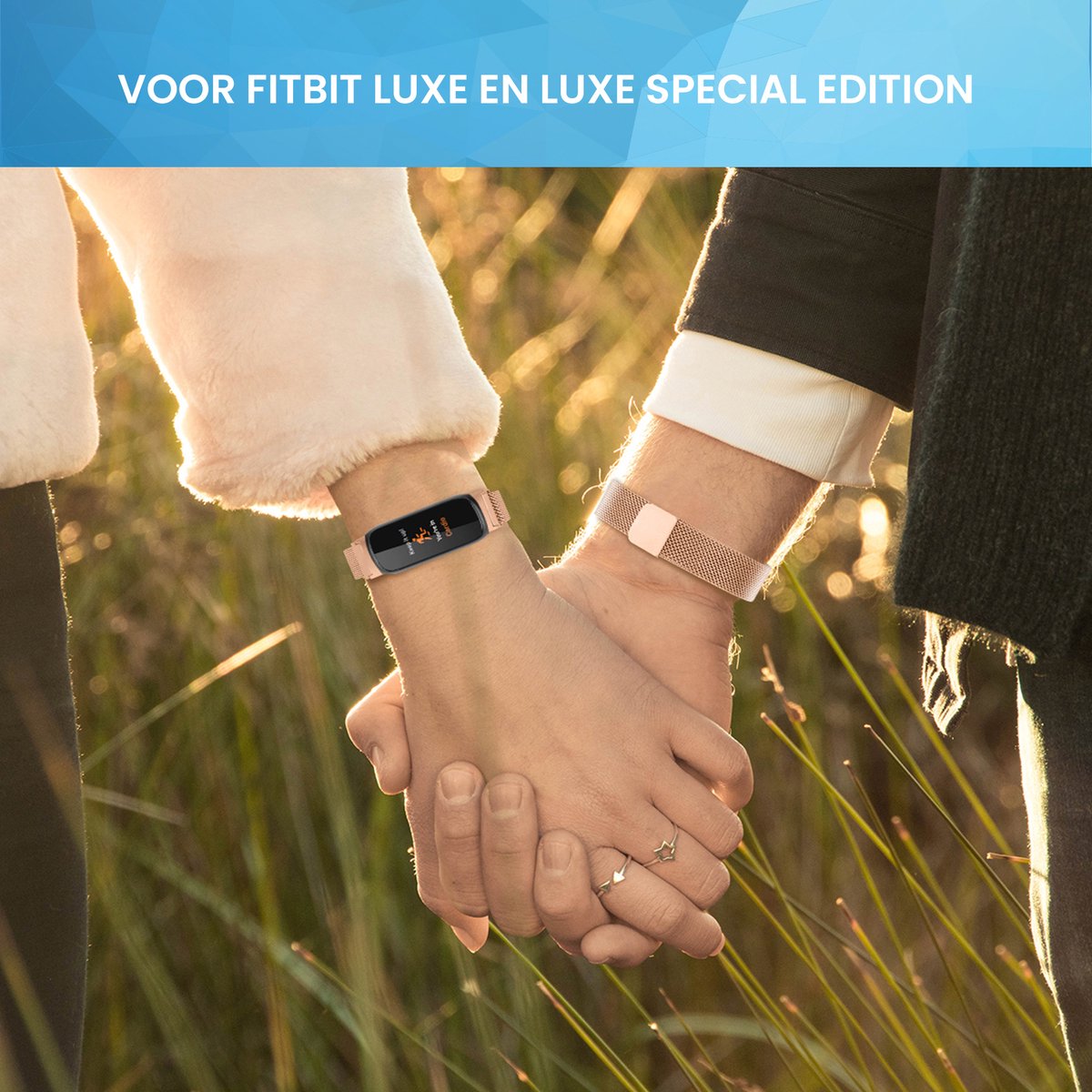 YONO Milanees Bandje geschikt voor Fitbit Inspire 3 - Stalen Milanese Band - Horlogeband / Polsband / Armband - Rose Gold