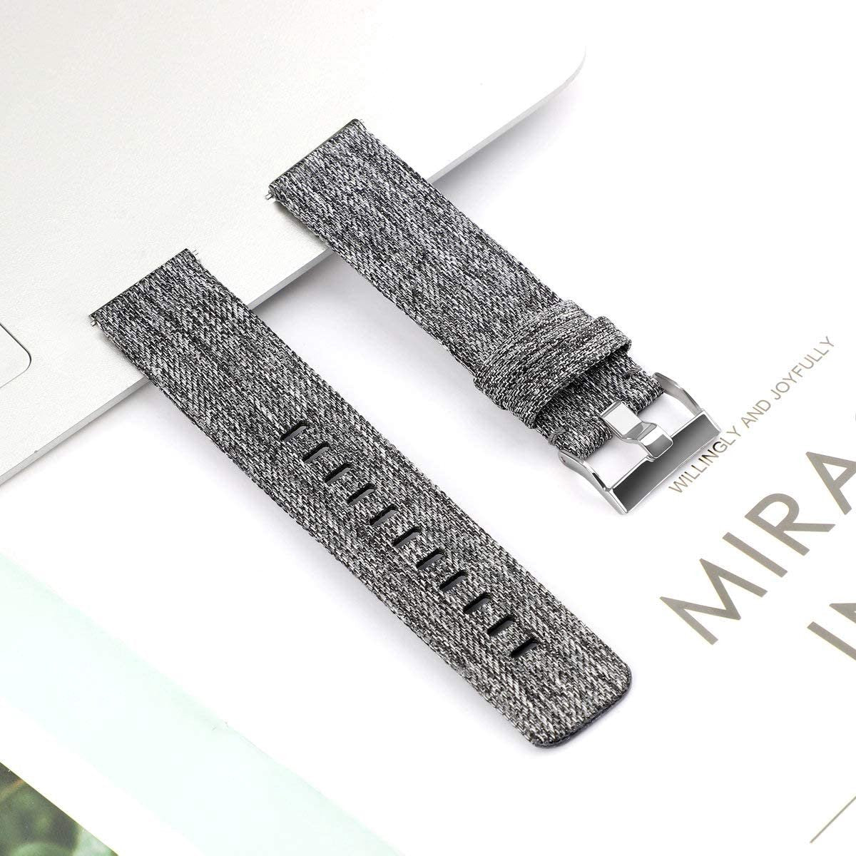 YONO Como Nylon Bandje geschikt voor Fitbit Versa 3 / Sense - Grijs - Small