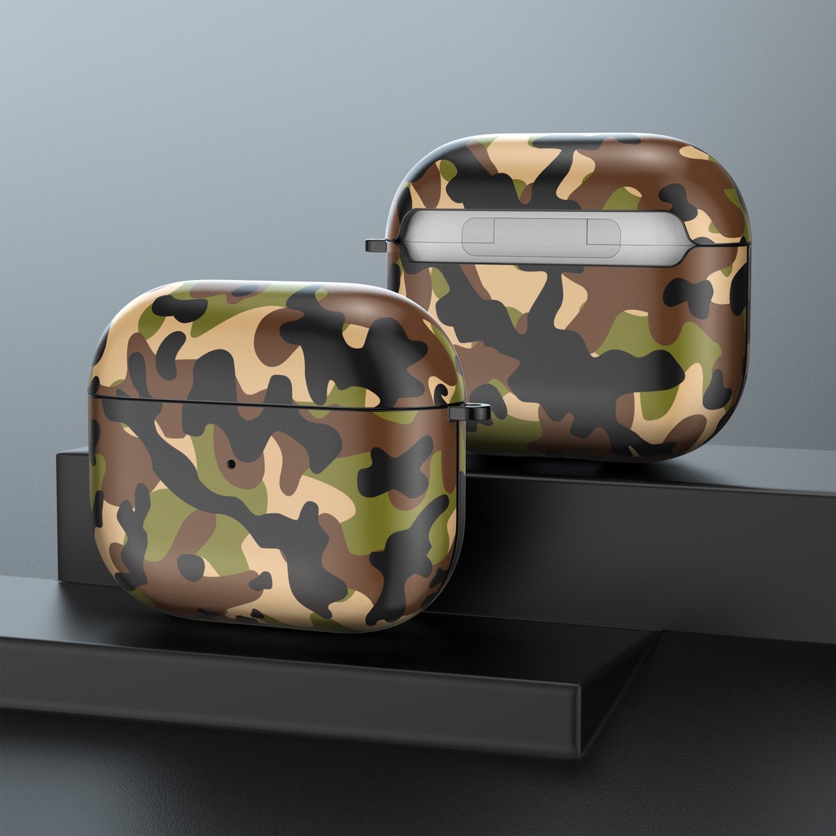 YONO Special Design Hoesje geschikt voor Apple Airpods 3 - Hard Case met Clip - Camouflage