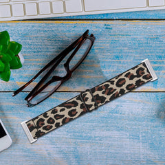 YONO Nylon Stretch Bandje geschikt voor Fitbit Versa 4 / Sense 2 - Vervangende Stoffen Armband - Leopard