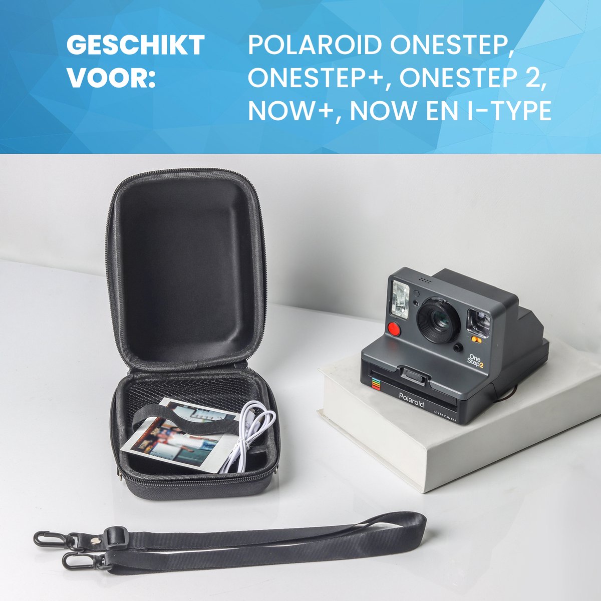 YONO Hard Case geschikt voor Polaroid OneStep / OneStep+ / Onestep 2 / Now+ / Now / I-Type Instant Film Camera - Tasje met Draagriem - Beschermhoes - Zwart