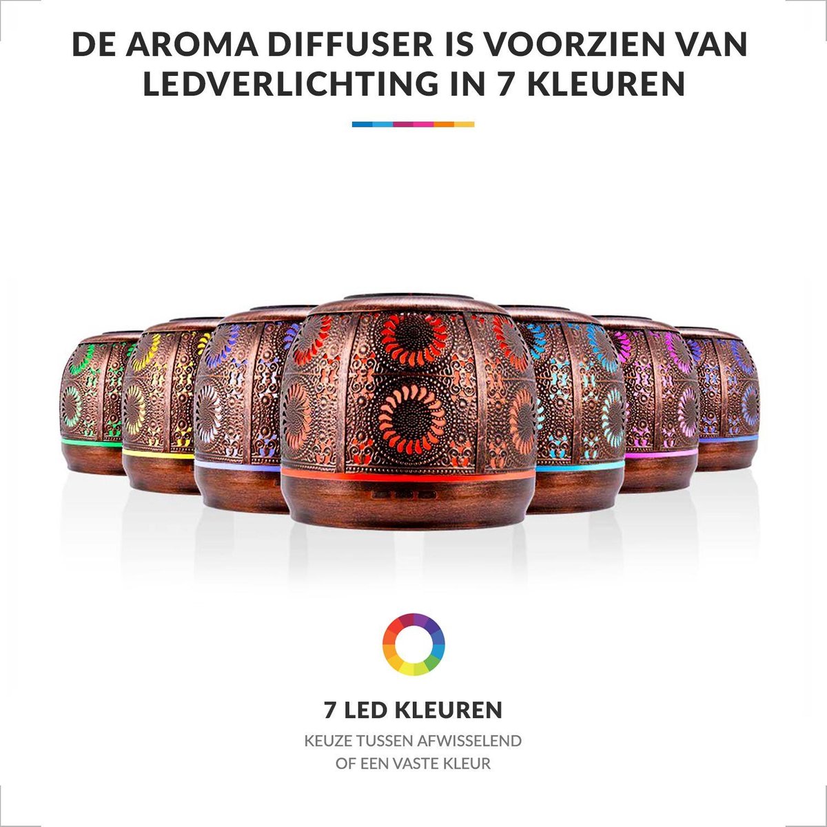 YONO Aroma Diffuser met LED verlichting - Verstuiver voor Etherische Olie - Geurverspreider - Vernevelaar - Brons Metaal - 500ML