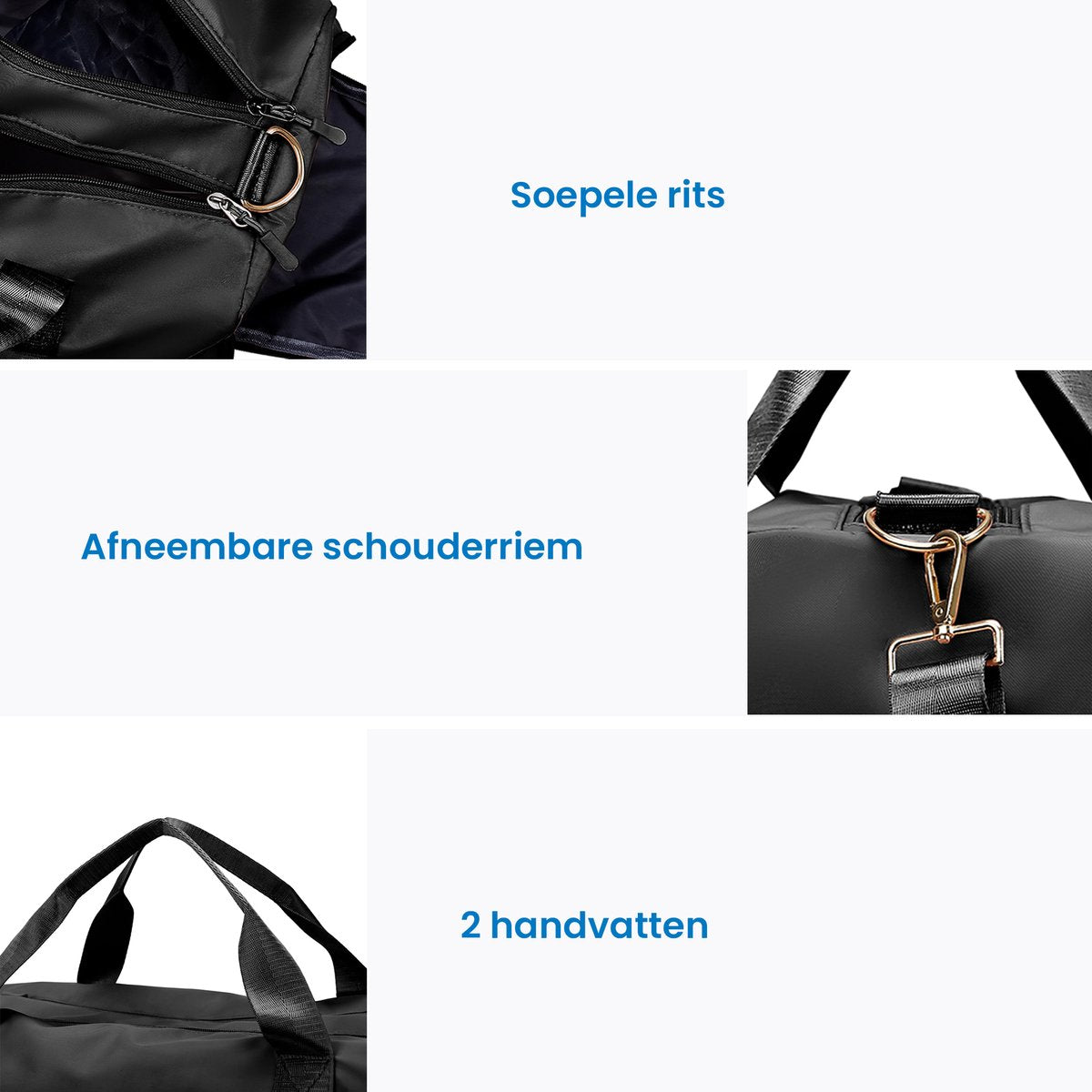 YONO Reistas Handbagage 40x20x25 - Weekendtas Ryanair – Sporttas - Schoudertas Dames en Heren – Zwart