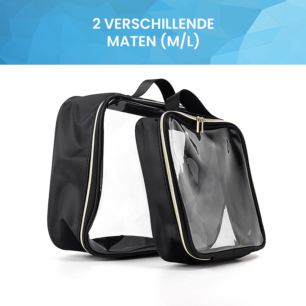 YONO Reis Toilettas Set voor Toiletartikelen – Transparante Travel Organizer Bag 2-Pack - Zwart