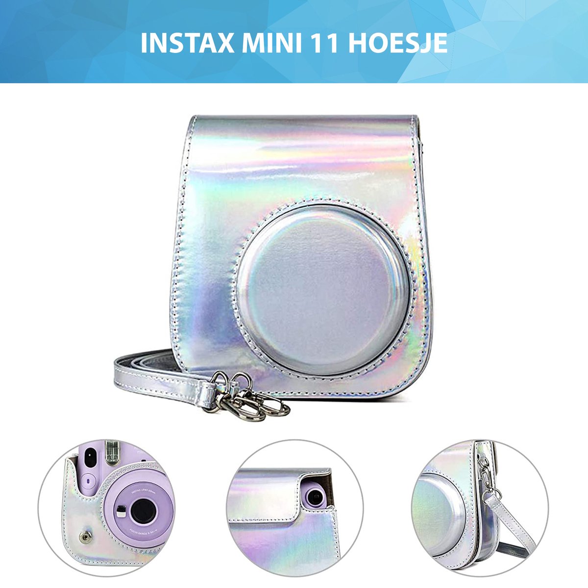 YONO Accessoires Set geschikt voor Fujifilm Instax Mini 11 - Case - Camera Tas - Hoesje - Filters - Fotoboek - Fotoalbum - Stickers en meer - Zilver