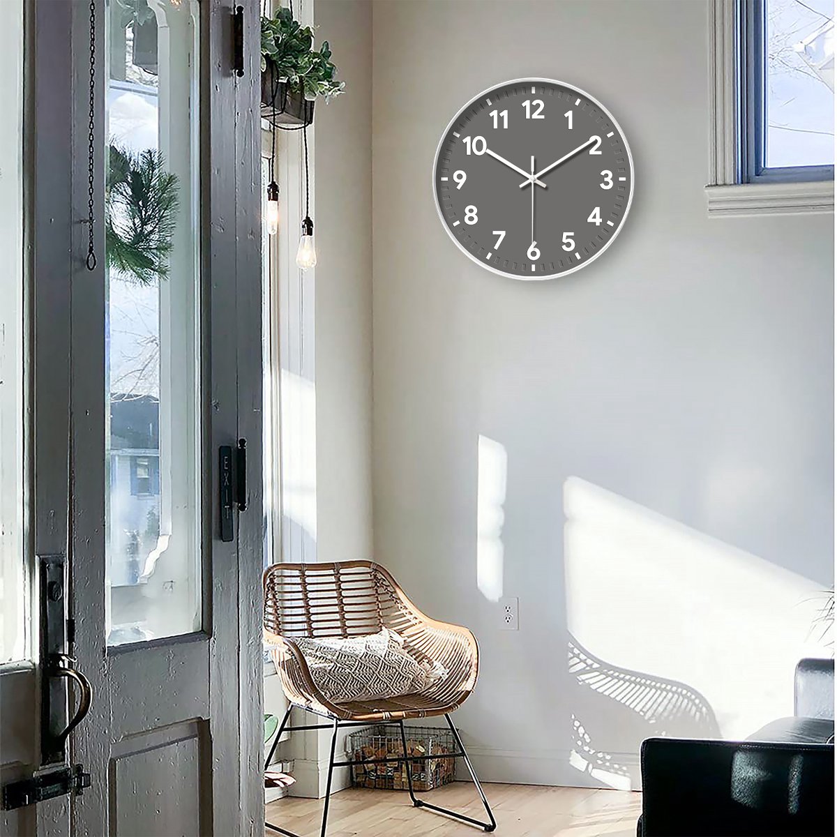 YONO Wandklok Modern - Stille Klok - 30 cm - Grijs