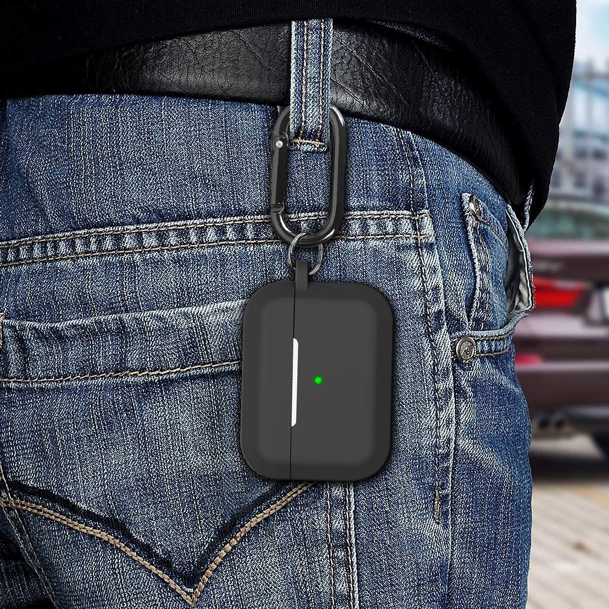 YONO Siliconen Hoesje geschikt voor Apple Airpods Pro 1 / 2 - Met Clip – Zwart