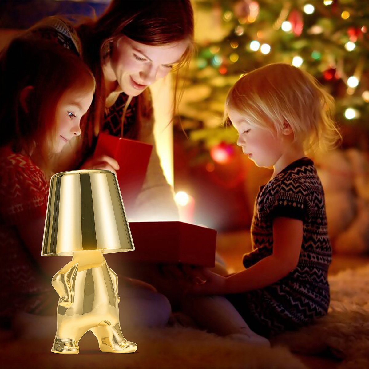 YONO Decoratieve Tafellamp Oplaadbaar - Nachtlampje Slaapkamer - Bureaulamp Woonkamer - Woondecoratie Beelden en Figuren - Wat - Goud