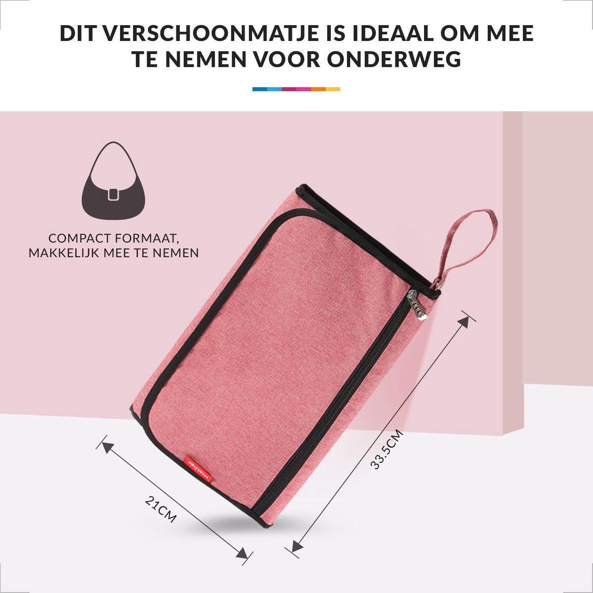 Baby Verschoonmatje met Luieretui voor Onderweg - Verschoningsmatje Opvouwbaar - Verzorgingsmatje - Roze