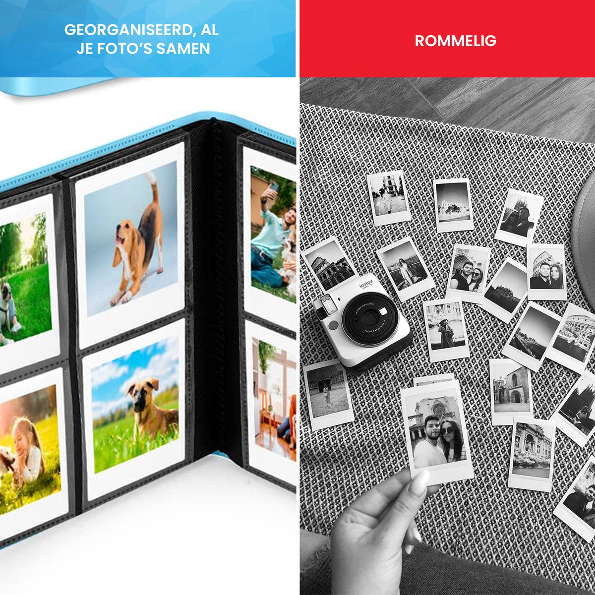 YONO Fotoalbum 160 voor Instant Camera Fotopapier - Fotoboek Geschikt voor Fujifilm Instax Mini 12 / 11 / 9 / 8 / 7s / 25 / 90 / Link / SP-2 / Liplay - Film Polaroid - Kodak - Square en Meer - Blauw