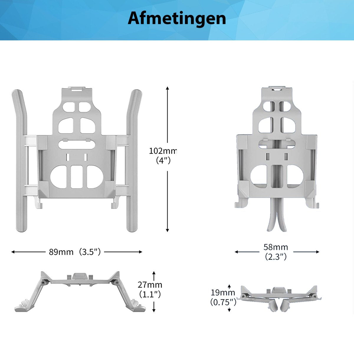 YONO Landingsgestel geschikt voor DJI Mini 3 Pro - Landing Gear Accessoires Opvouwbaar - Lichtgrijs