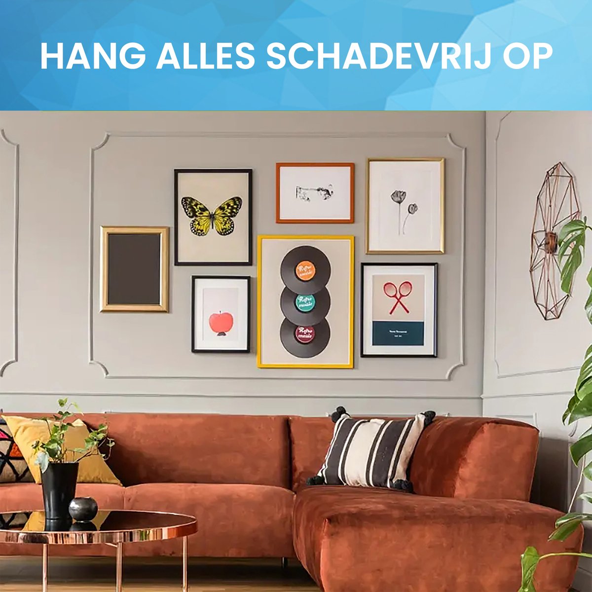 YONO Ophangsysteem Klittenband Zelfklevend voor Foto / Poster / Schilderij - Fotolijst Ophangen Zonder Boren - 12 Stuks - XL